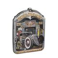 AN EMBOSSED TIN PLATE - RAT-ROD-GARAGE
