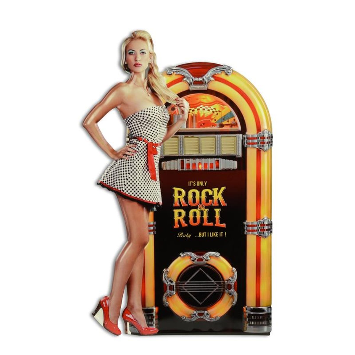 AN EMBOSSED TIN PLATE - ROCK & ROLL