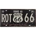 AN EMBOSSED TIN PLATE - ROUTE 66