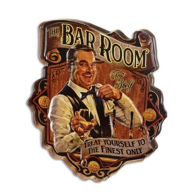 AN EMBOSSED TIN PLATE - THE BAR ROOM