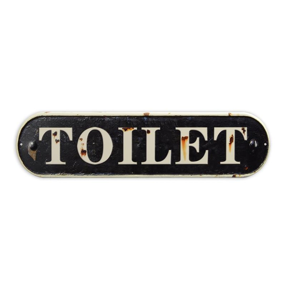AN EMBOSSED TIN PLATE - TOILET