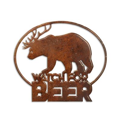 AN EMBOSSED TIN PLATE - WATCH FOR BEER