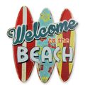 AN EMBOSSED TIN PLATE - WELCOME TO THE BEACH