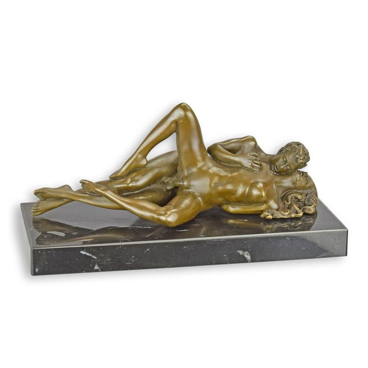 AN EROTIC BRONZE SCULPTURE OF A COUPLE HAVING SEX