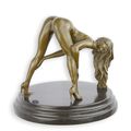 AN EROTIC BRONZE SCULPTURE OF A FEMALE NUDE BENDING OVER