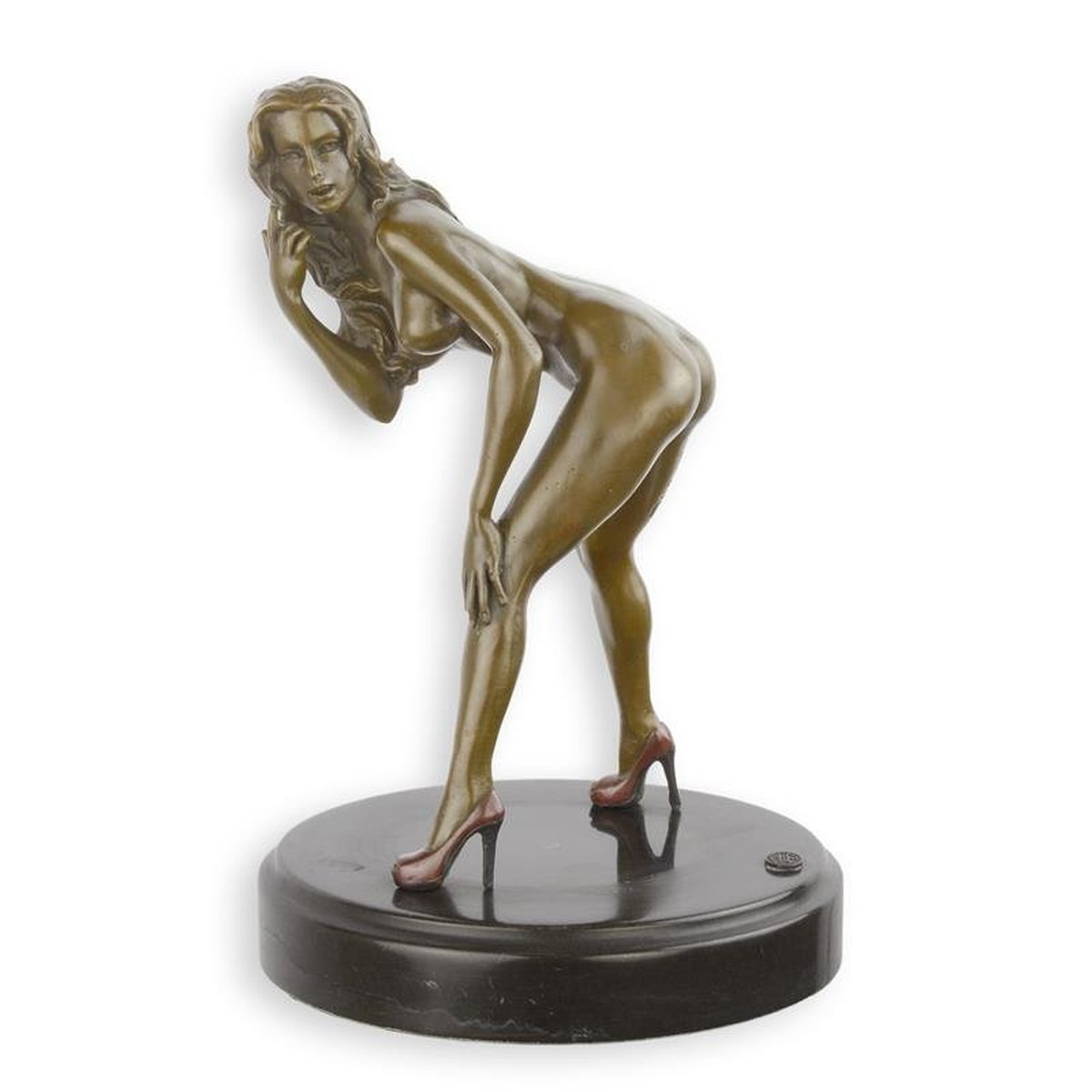 An Erotic Bronze Sculpture of a Female Nude