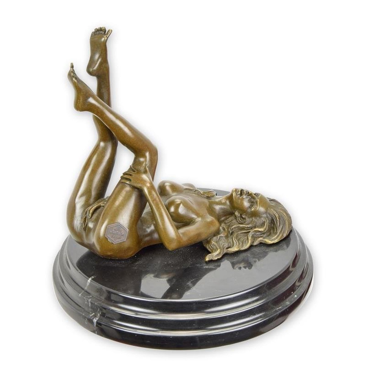 An Erotic Bronze Sculpture of a Female Nude