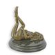 AN EROTIC BRONZE SCULPTURE OF A RECLINING FEMALE NUDE