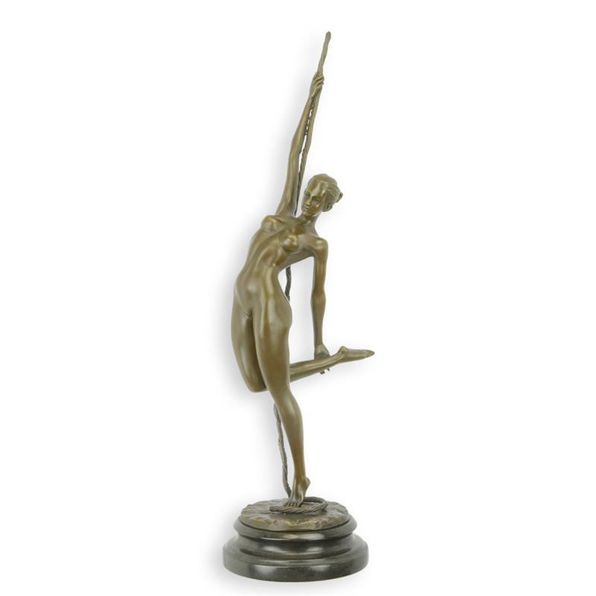 AN EROTIC BRONZE SCULPTURE OF A ROPE DANCER