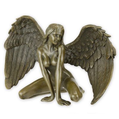 AN EROTIC BRONZE SCULPTURE OF A WINGED NUDE