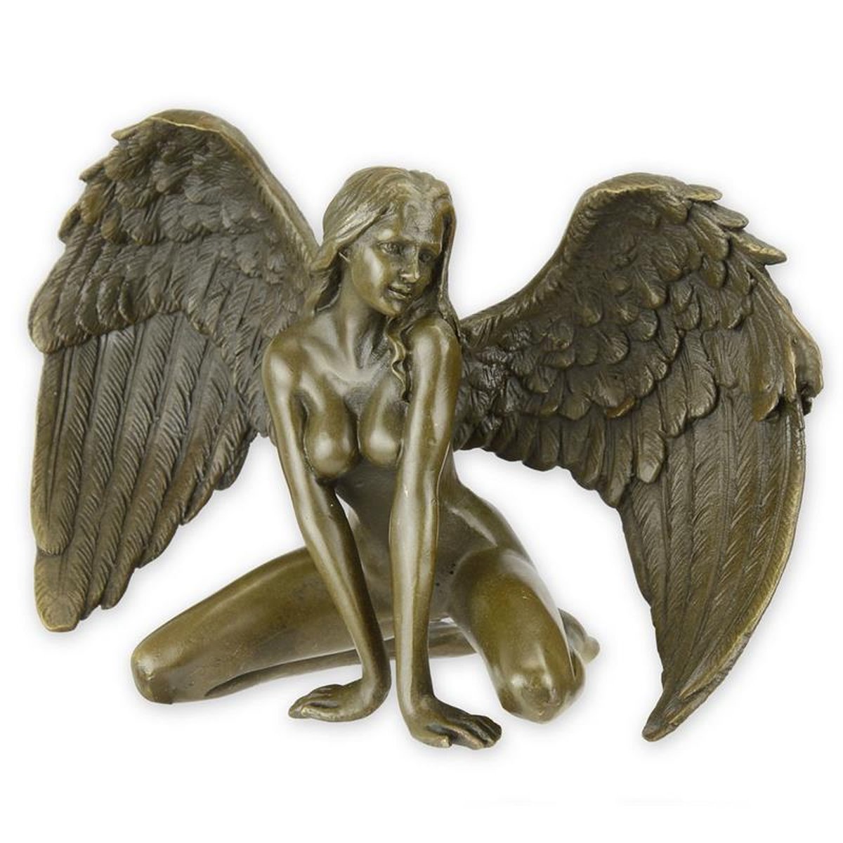 AN EROTIC BRONZE SCULPTURE OF A WINGED NUDE