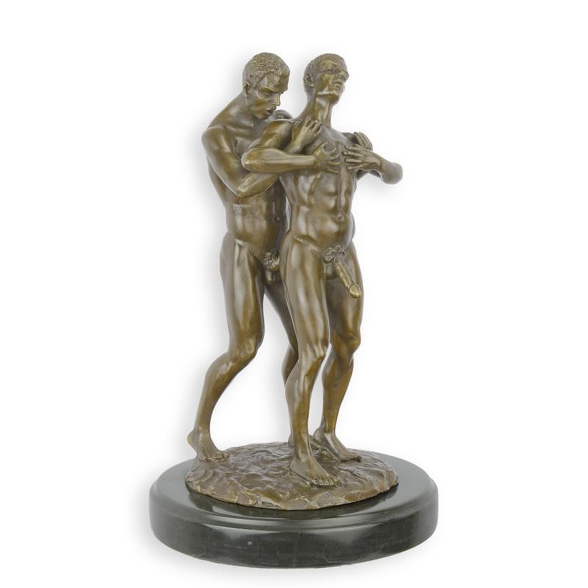 AN EROTIC BRONZE SCULPTURE OF TWO MALE NUDES