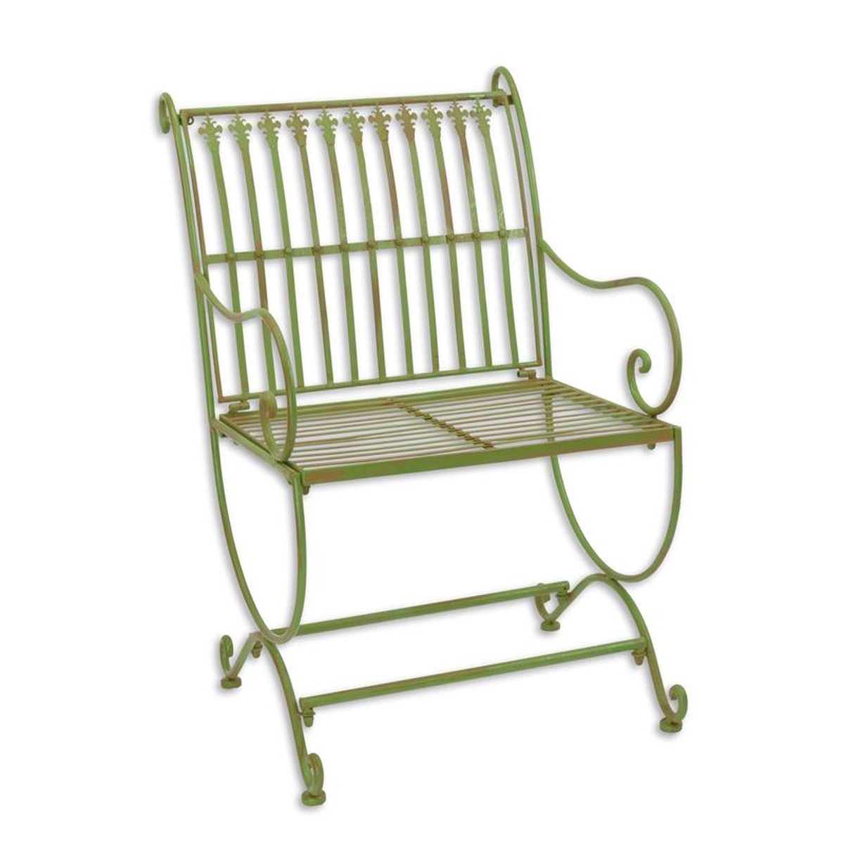 AN IRON ARM CHAIR - GREEN