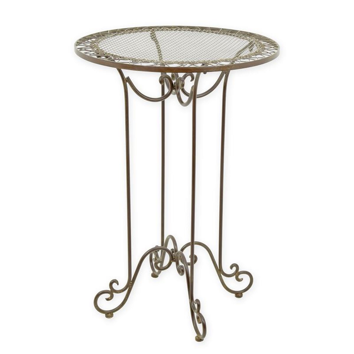 AN IRON BAR TABLE - BROWN