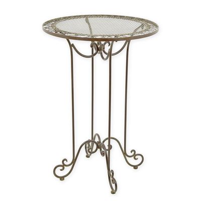 AN IRON BAR TABLE - BROWN