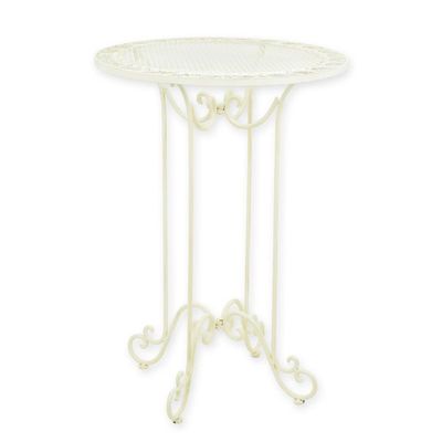 AN IRON BAR TABLE - WHITE