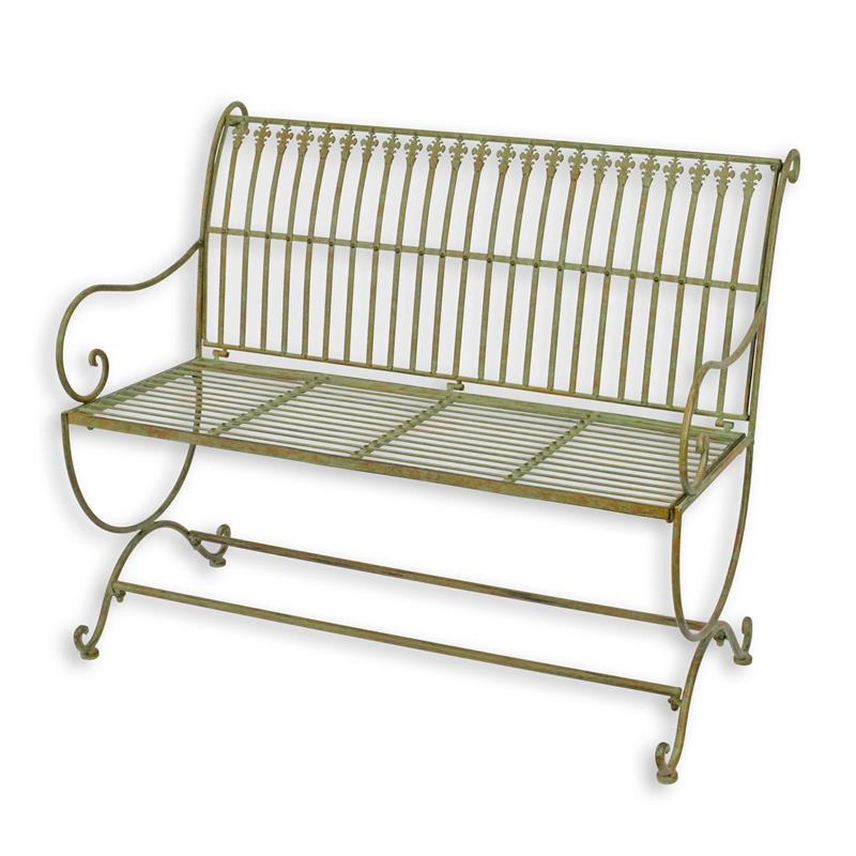 AN IRON BENCH - WEATHERED GREEN