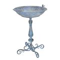 AN IRON BIRD BATH - ANTIQUE BLUE