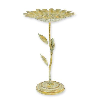 AN IRON BIRD BATH ON STAND