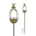 AN IRON BIRD FEEDER GARDEN STAKE