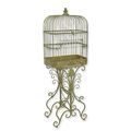 AN IRON BIRDCAGE ON STAND