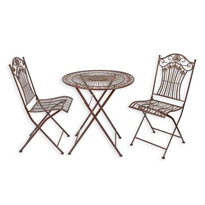 AN IRON BISTRO SET - BROWN