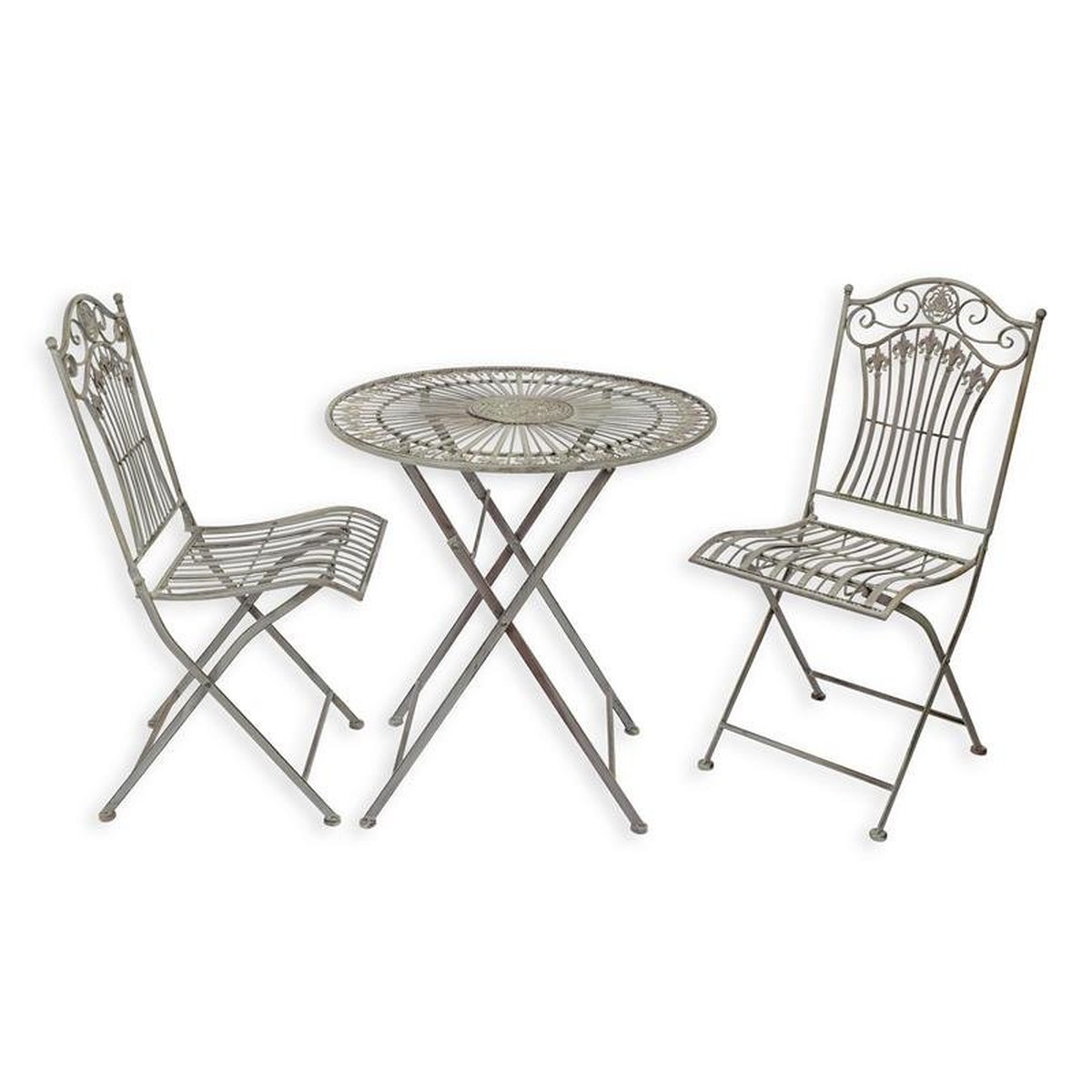 AN IRON BISTRO SET - OLD GREY