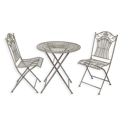 AN IRON BISTRO SET - OLD GREY