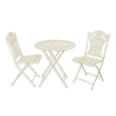 AN IRON BISTRO SET - WHITE