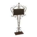 AN IRON CHALKBOARD ON STAND - BROWN