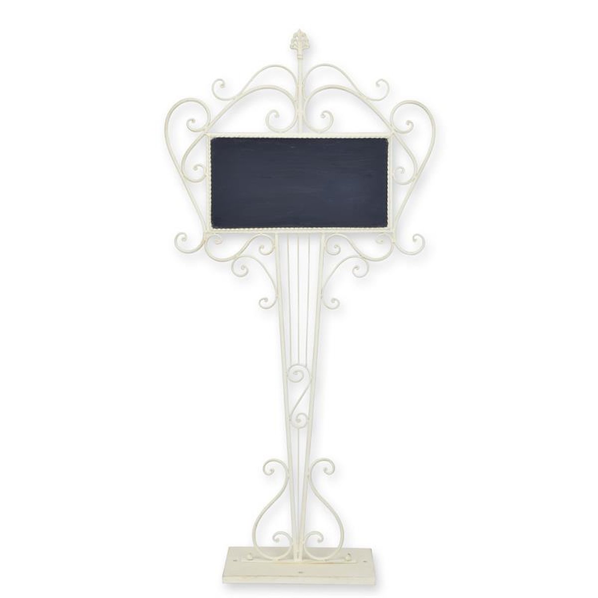 AN IRON CHALKBOARD ON STAND - WHITE