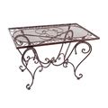 AN IRON COFFEE TABLE - BROWN