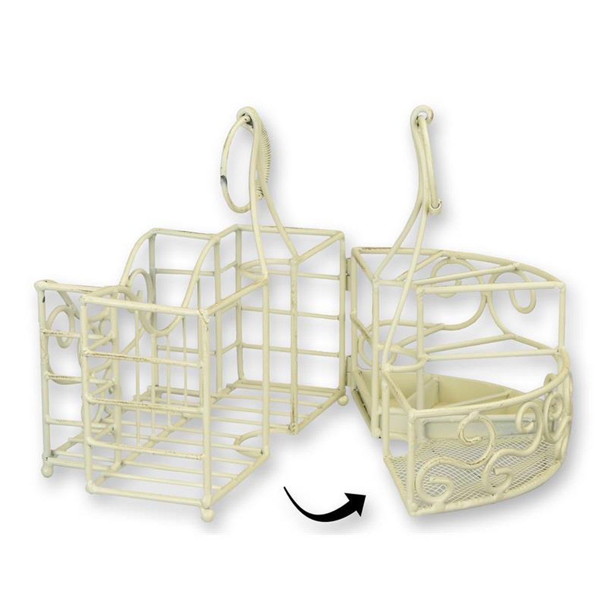 AN IRON CUTLERY AND NAPKIN HOLDER