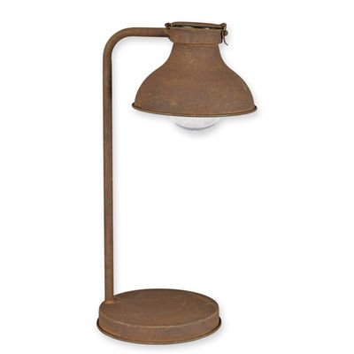 AN IRON DESK LAMP - RUST (ON BATTERIES)