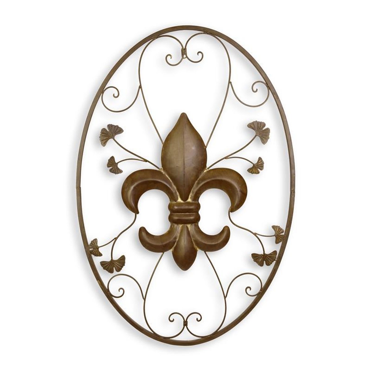 AN IRON FLEUR DE LIS WALL DECOR - BROWN