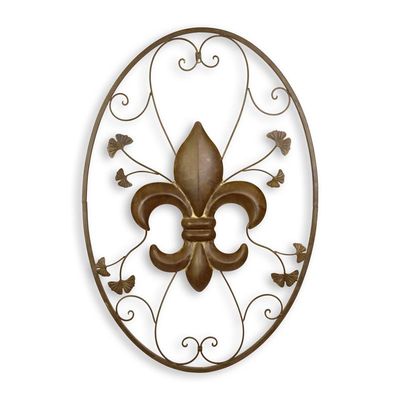 AN IRON FLEUR DE LIS WALL DECOR - BROWN