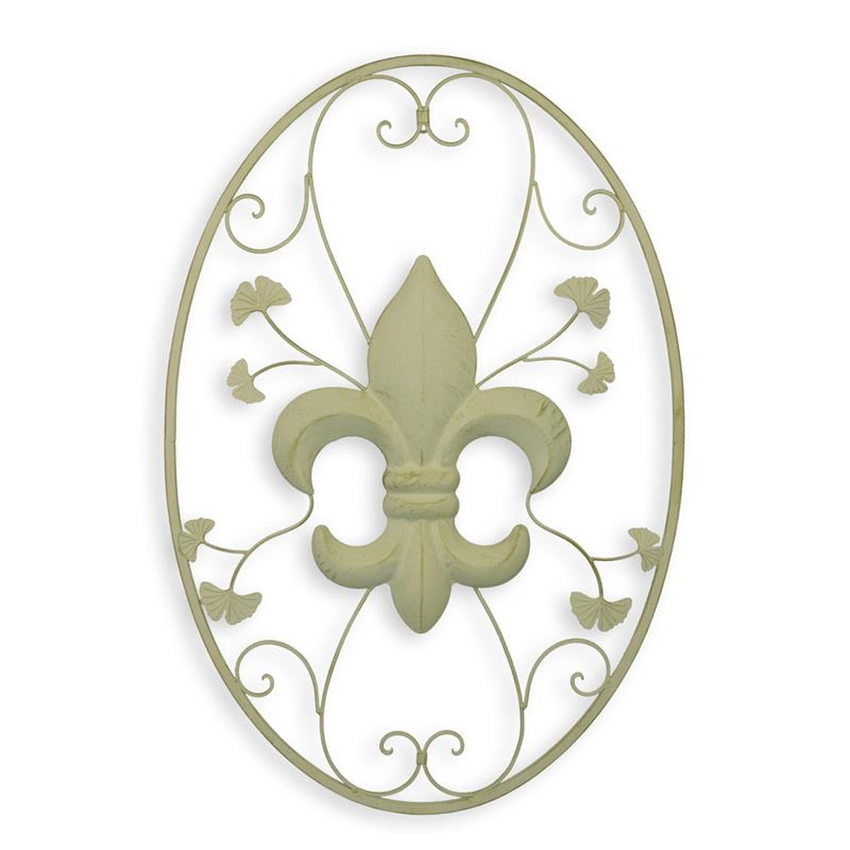 AN IRON FLEUR DE LIS WALL DECOR - WHITE