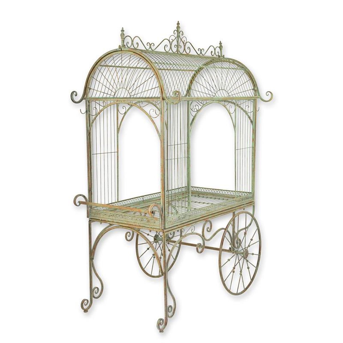 AN IRON FLOWER CART