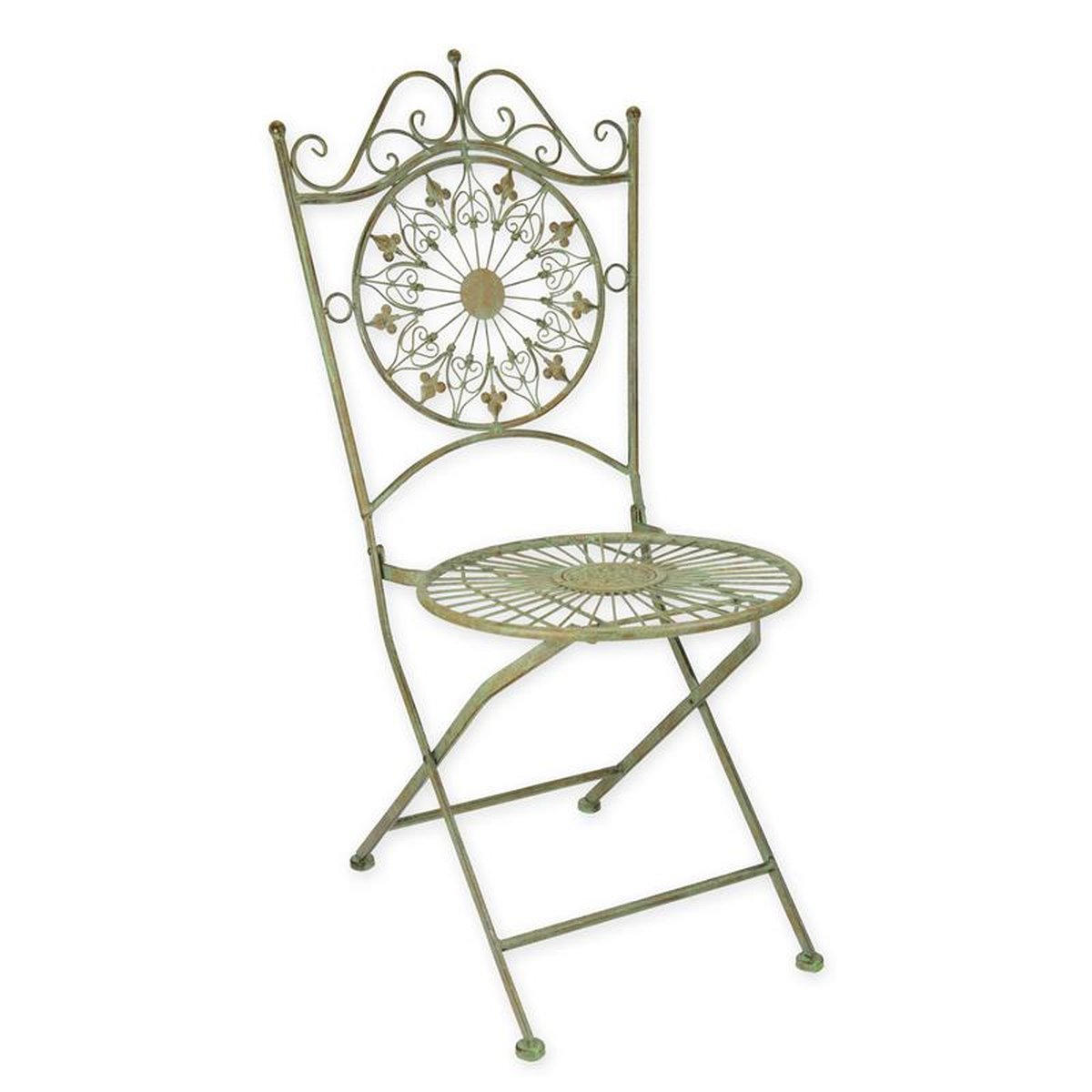 AN IRON FOLDING CHAIR