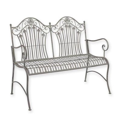 AN IRON GARDEN BENCH - OLD GREY