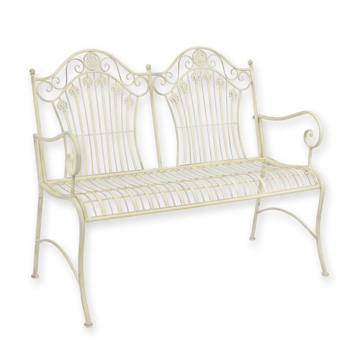 AN IRON GARDEN BENCH - WHITE