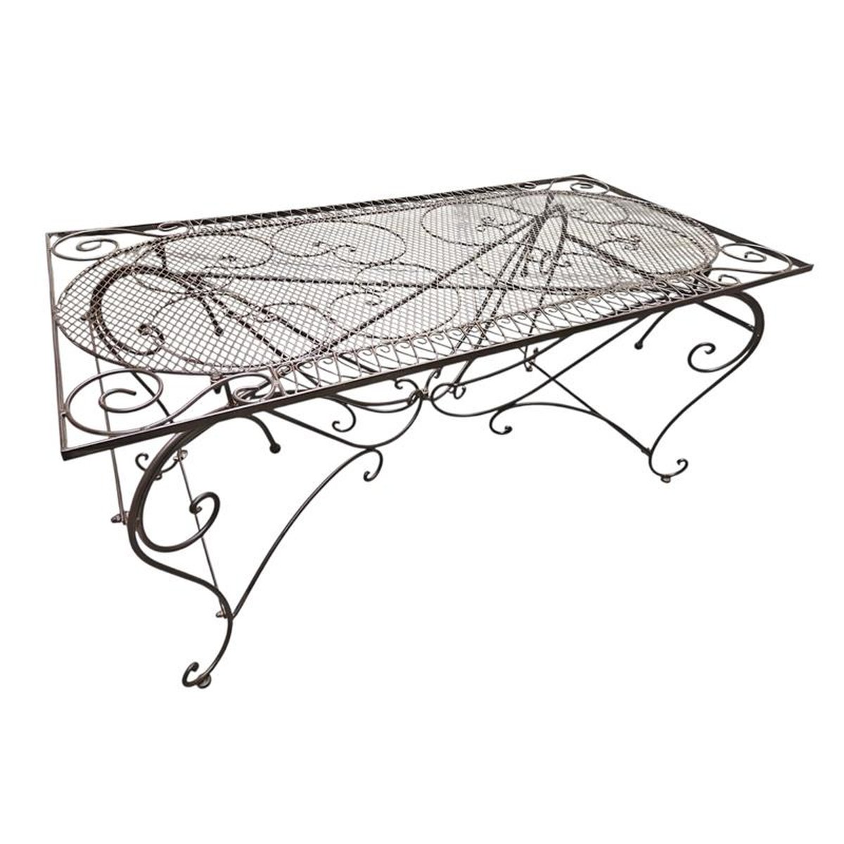 AN IRON GARDEN TABLE - BROWN