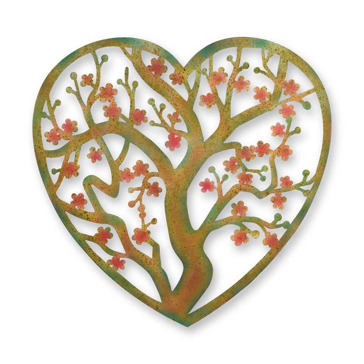 AN IRON HEART-SHAPED TREE OF LIFE  WALL DECOR