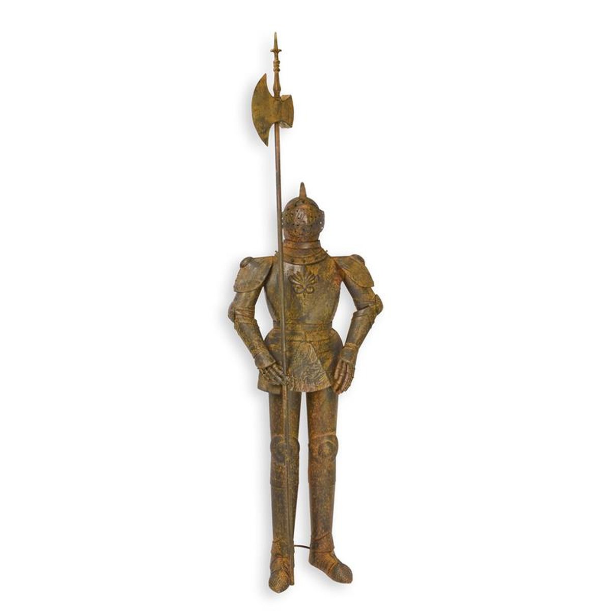 AN IRON KNIGHTS SUIT OF ARMOR WITH POLLAXE