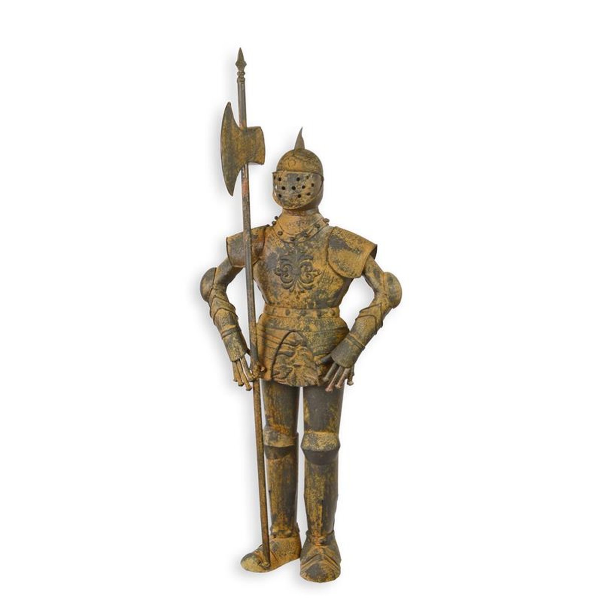 AN IRON KNIGHTS SUIT OF ARMOR WITH POLLAXE