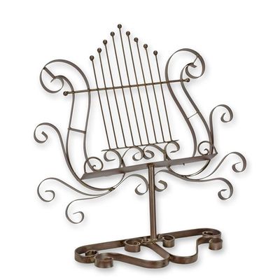 AN IRON MUSIC OR MENU STAND - BROWN
