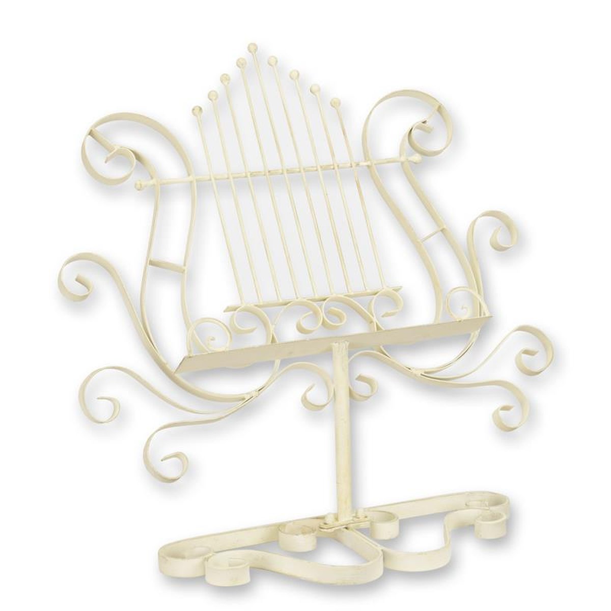 AN IRON MUSIC OR MENU STAND - WHITE