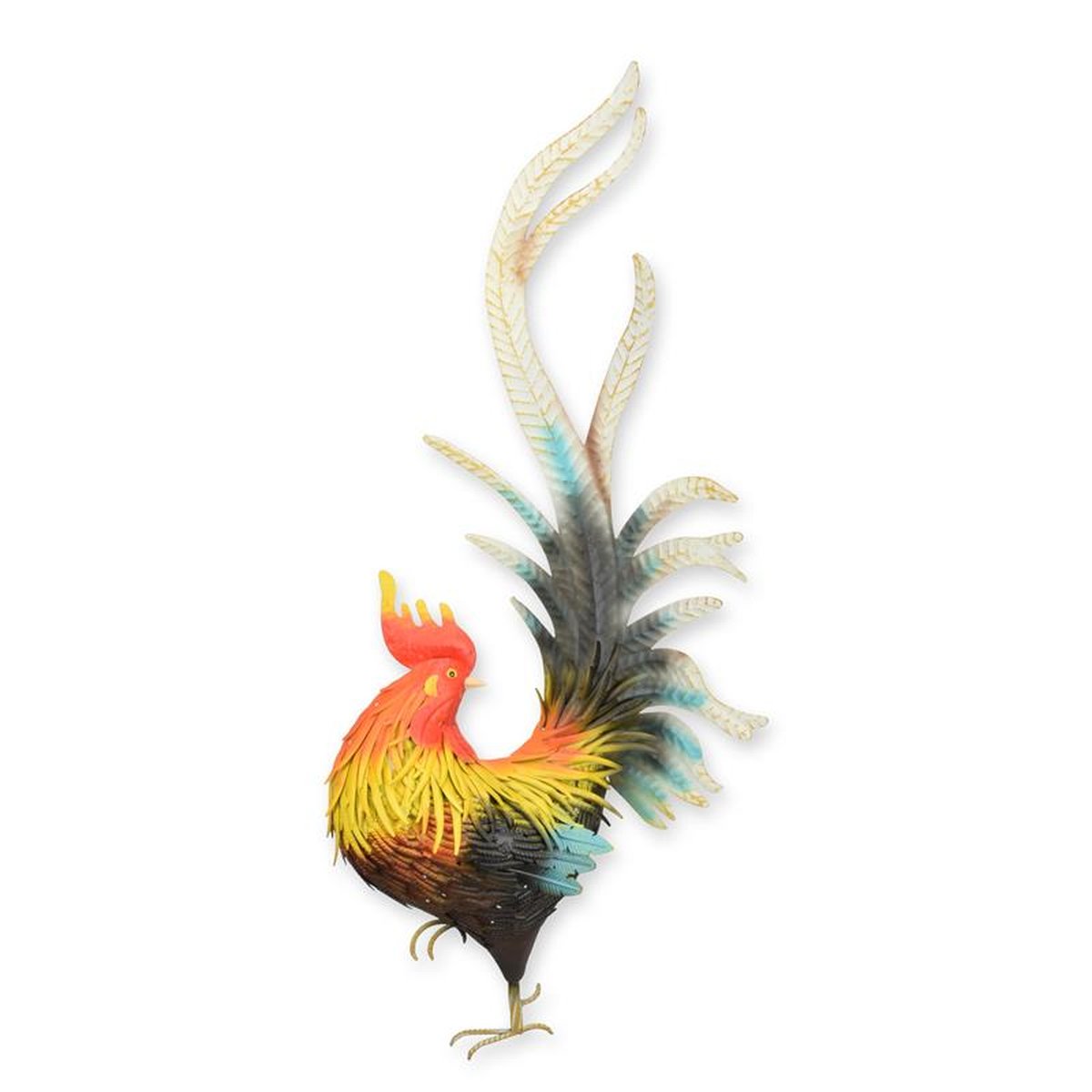 AN IRON ROOSTER WALL DECOR