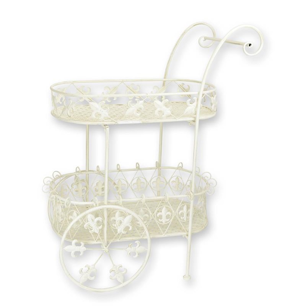 AN IRON TEA CART - WHITE