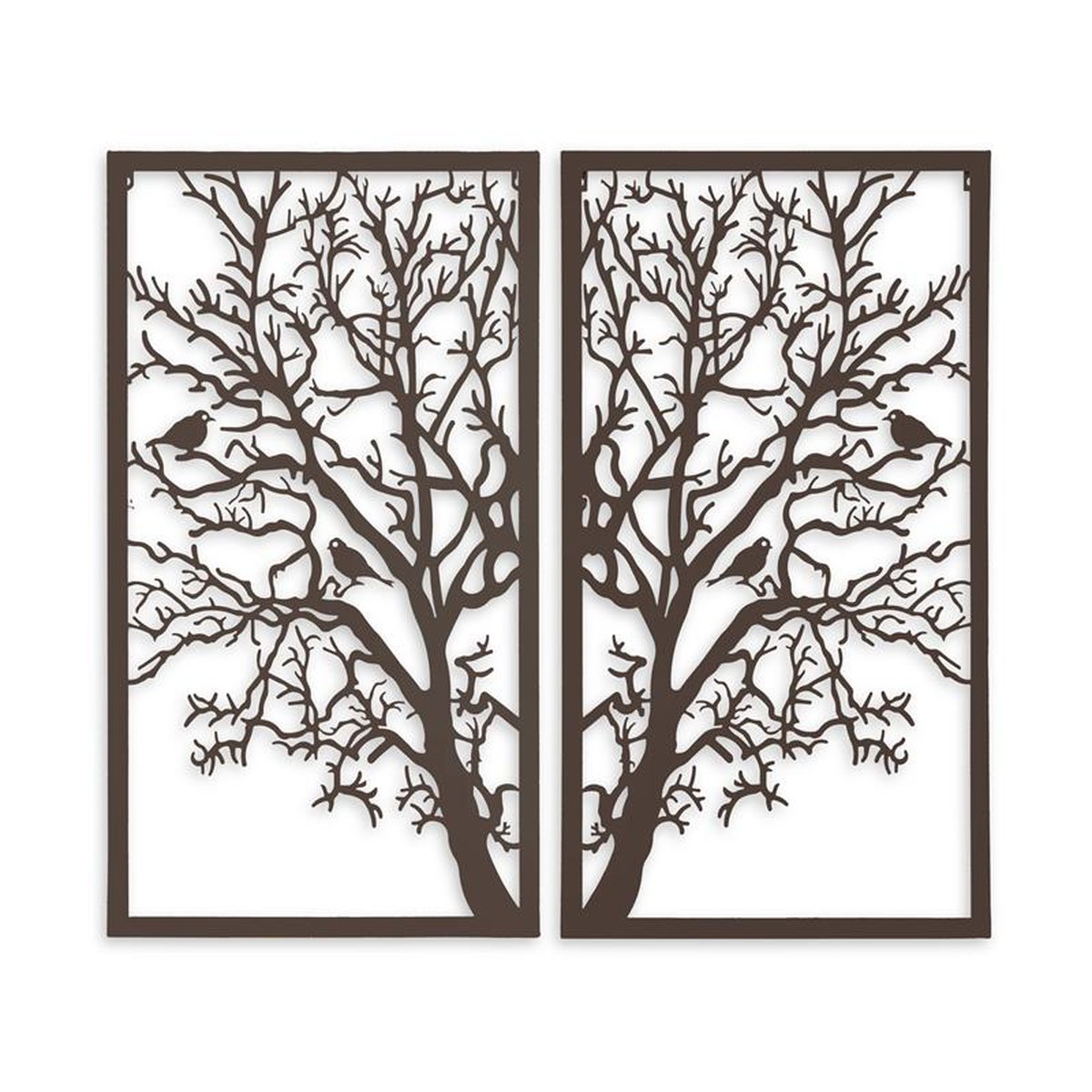 AN IRON TREE OF LIFE WALL DIPTYCH